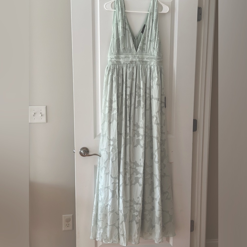 NBW Lulus Sweet Sophistication Sage Green Burnout Floral Maxi Dress